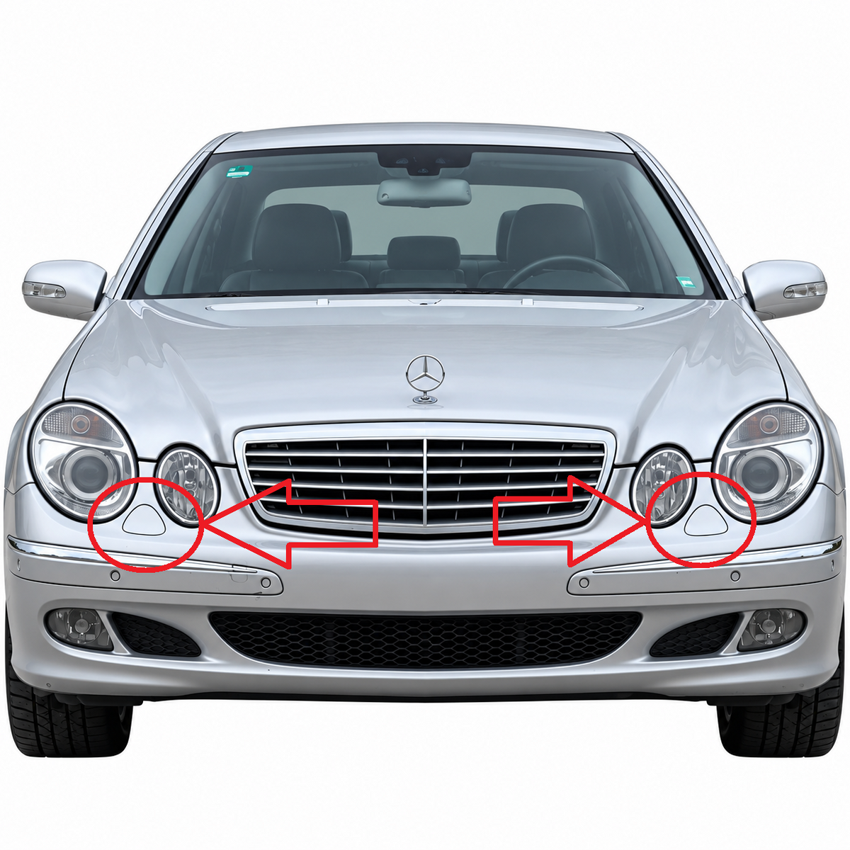 Mercedes-Benz E-Class W211 / S211  pre-facelift 2002-2006 капачета за пръскалки на фарове