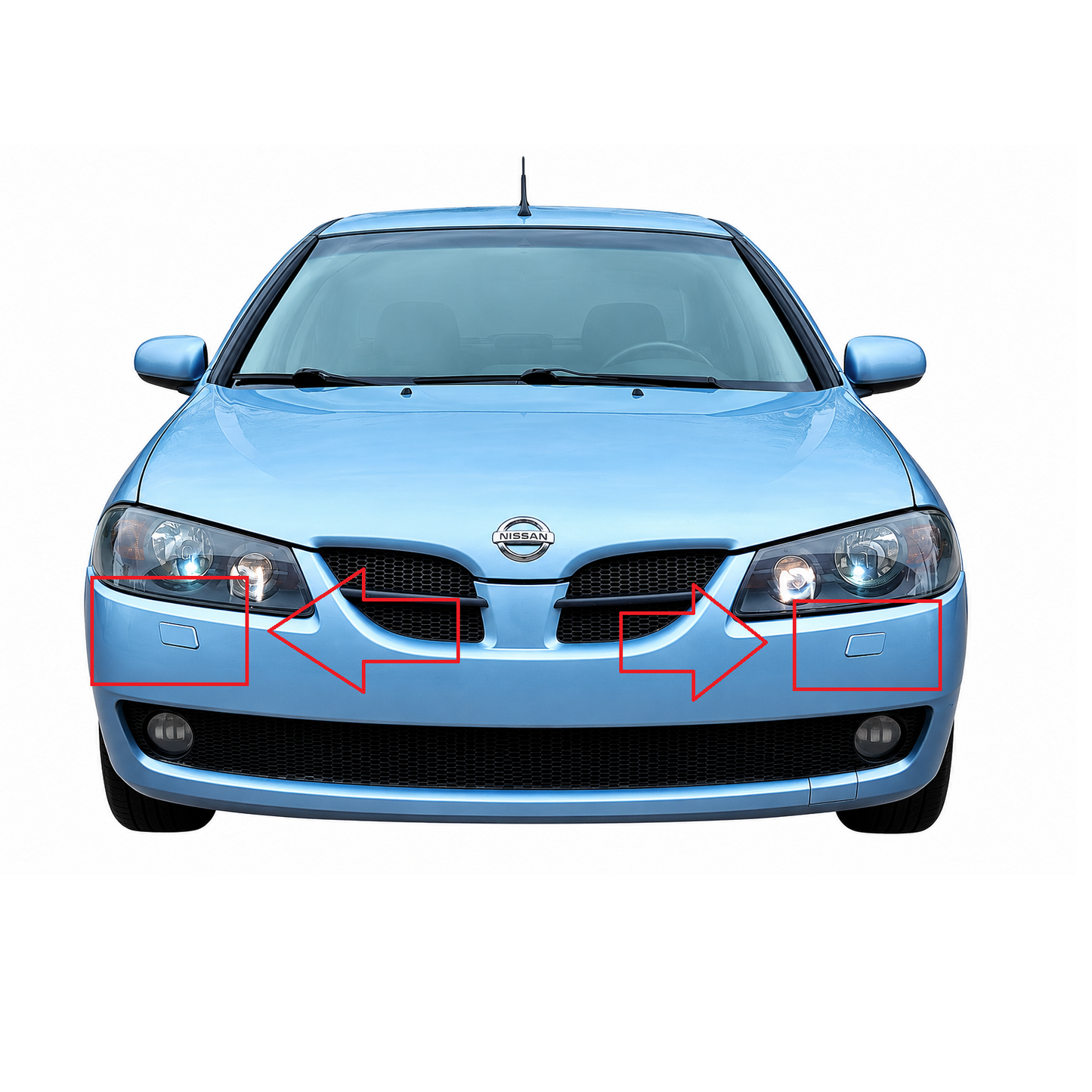 Nissan Almera N16 facelift 2002-2006 капачета за пръскалки на фарове