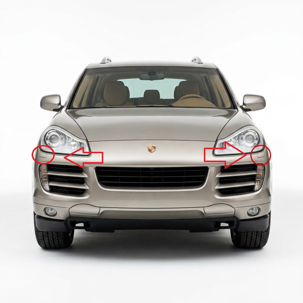 Porche Cayenne 957 Facelift 2007-2010 капачета за пръскалки на фарове (обикновена броня)