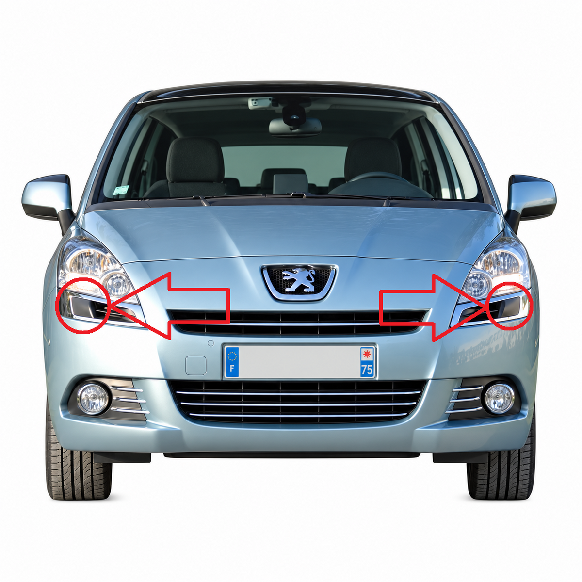 Peugeot 5008 I / T87 pre-facelift 2009-2013 капачета за пръскалки на фарове
