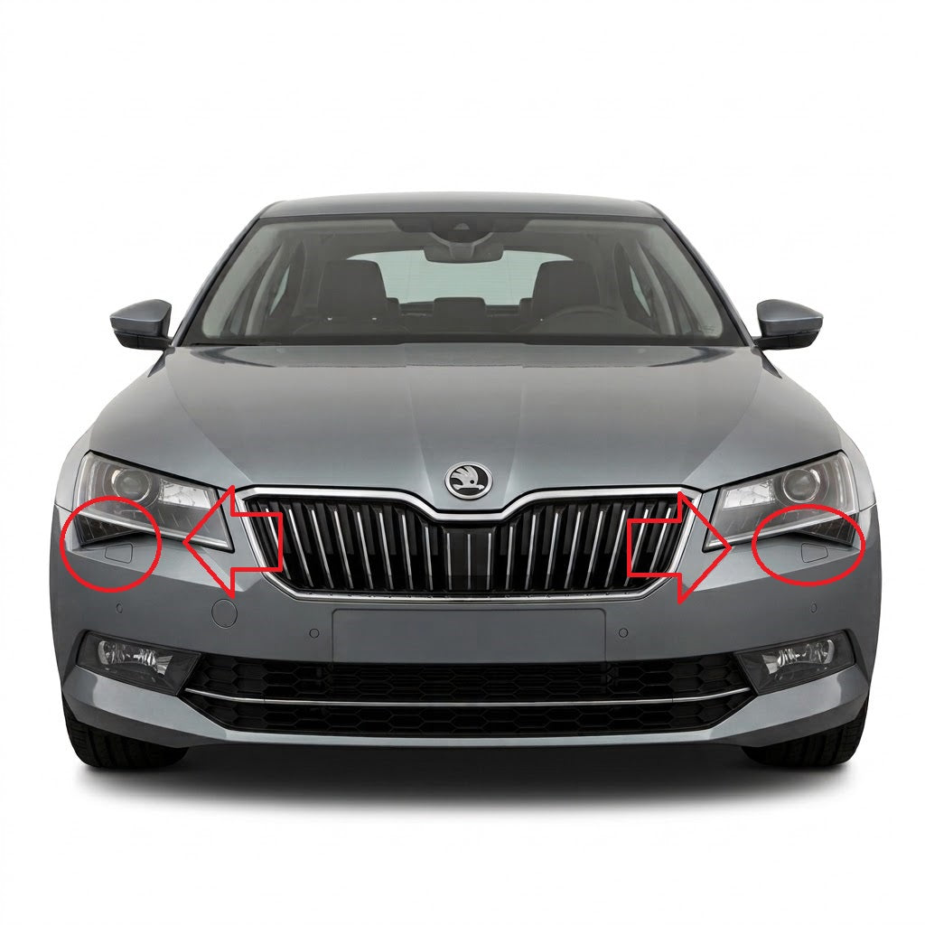 Skoda Superb MK3 Pre-Facelift 2015-2019 капачета за пръскалки на фарове